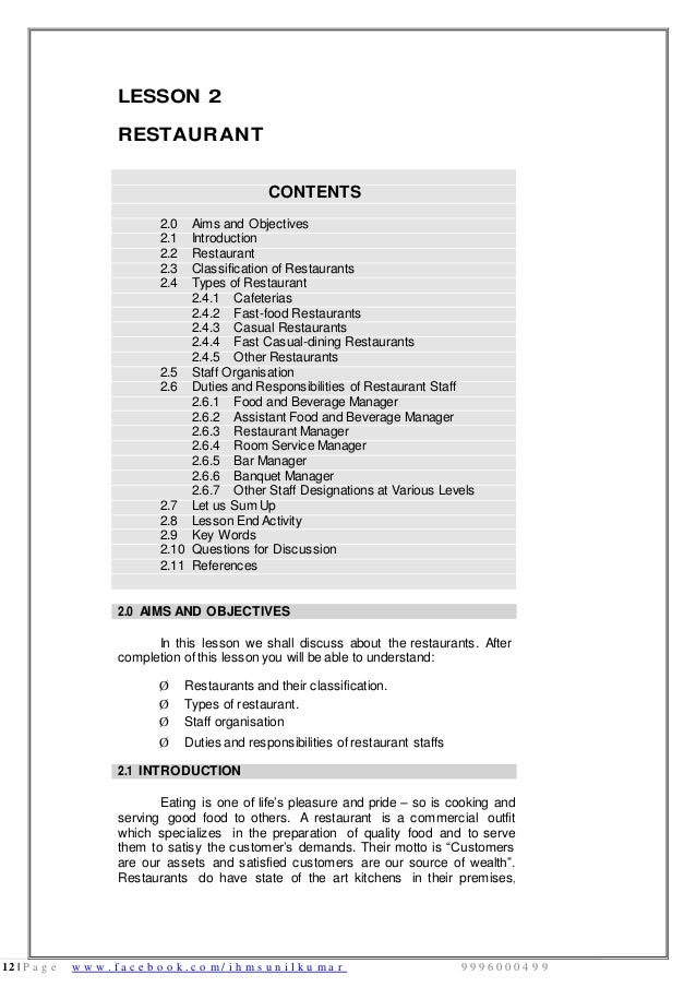 Food Beverage Service Basic notes