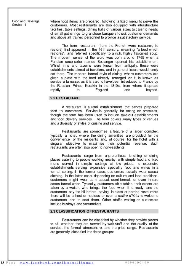 Duties And Responsibilities Of Food And Beverage Service Personnel Duties And Responsibilities Of Food And Beverage Service Personnel