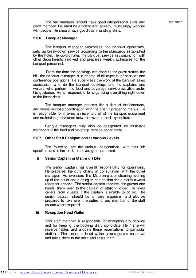 Food Beverage Service Basic Notes Food Beverage Service Basic Notes