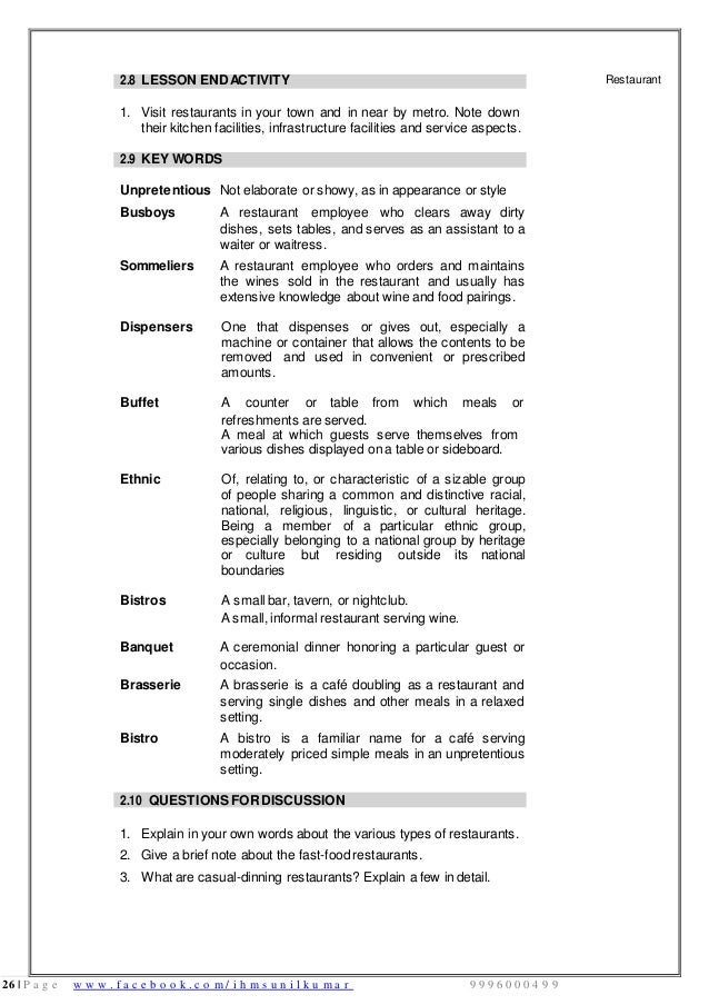 Food Beverage Service Basic notes