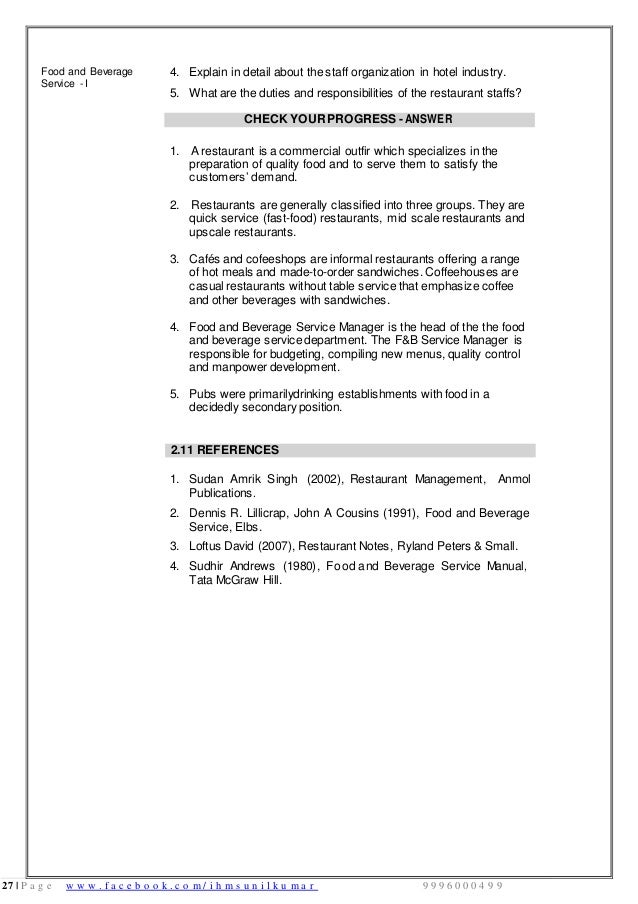 Food Beverage Service Basic Notes Food Beverage Service Basic Notes