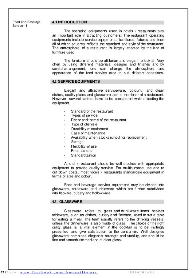 Food Beverage Service Basic notes