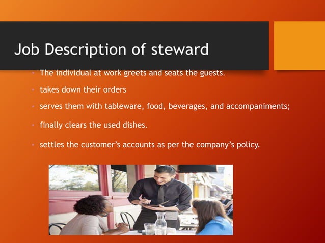 Food &beverage service steward ppt | PPTX | Business | Business and Finance