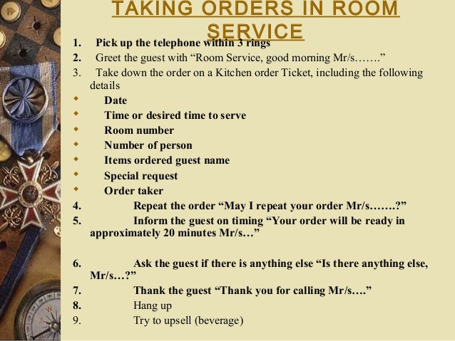 Room Service Telephone Conversation Script Room Service Telephone Conversation Script