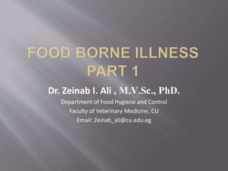 Dr. Zeinab I. Ali , M.V.Sc., PhD.
Department of Food Hygiene and Control
Faculty of Veterinary Medicine, CU
Email: Zeinab_ali@cu.edu.eg
 