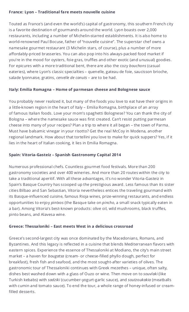 Food Capitals of the World