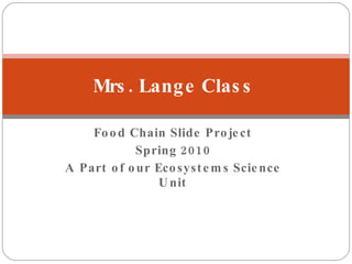 Food Chain Slide Project Spring 2010 A Part of our Ecosystems Science Unit Mrs. Lange Class  