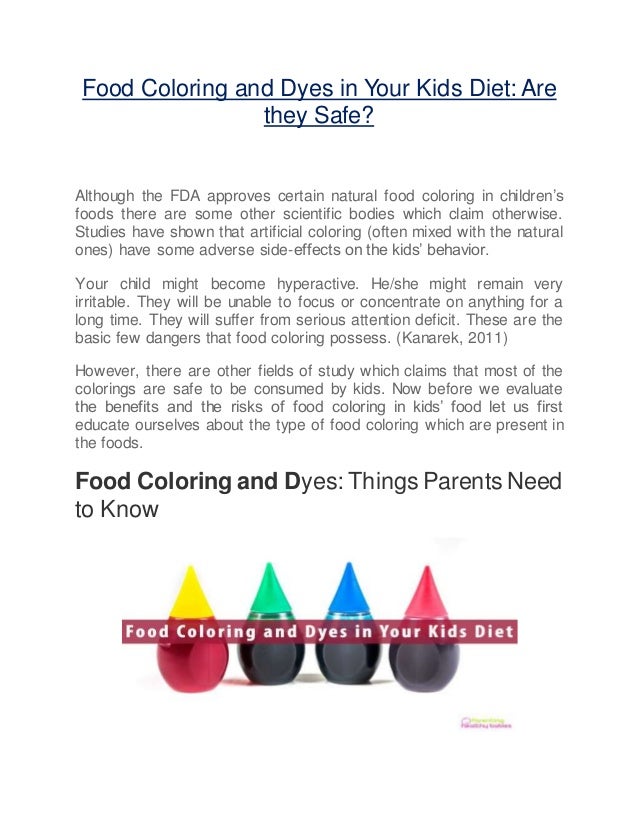 Food coloring and dyes in your kids diet