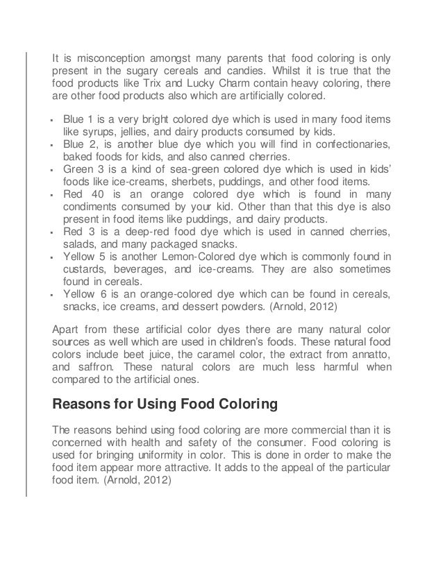 Food coloring and dyes in your kids diet