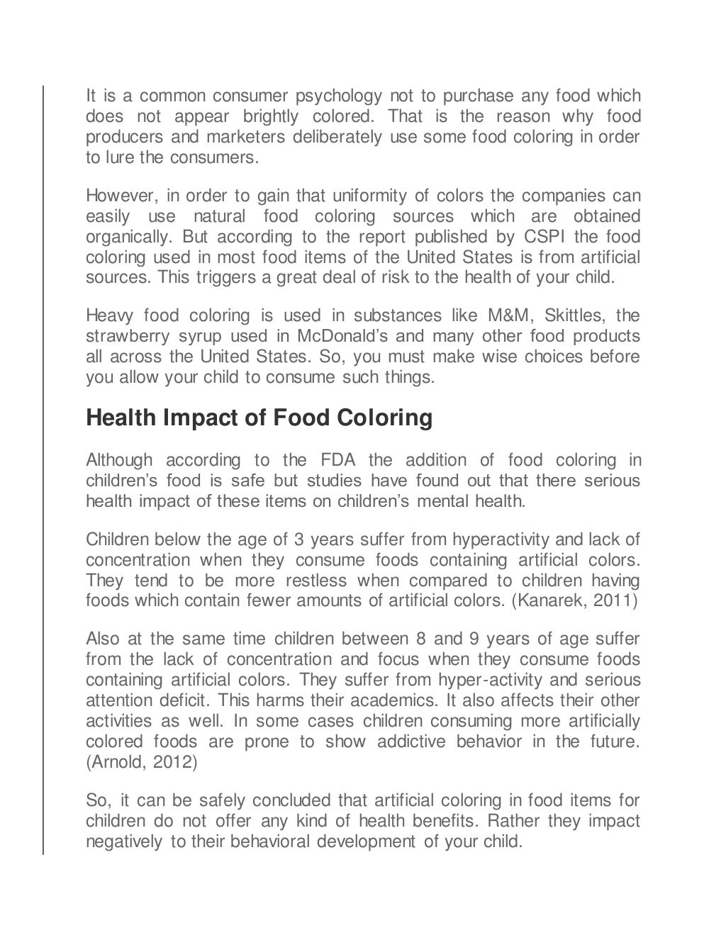 Food coloring and dyes in your kids diet