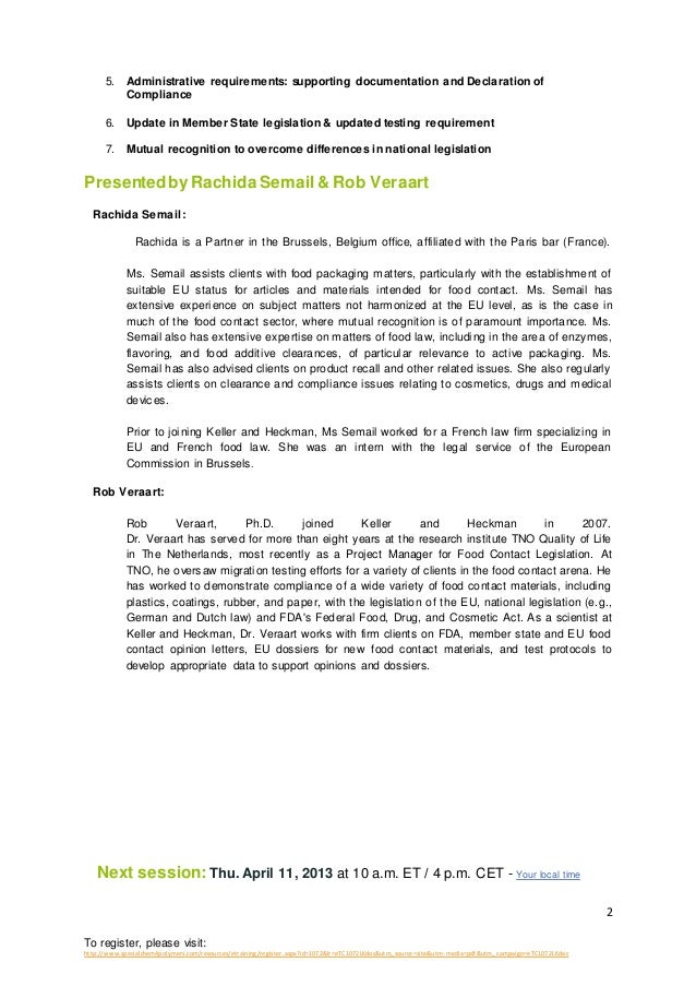 Food contact compliance with non harmonized eu regulations made easy…