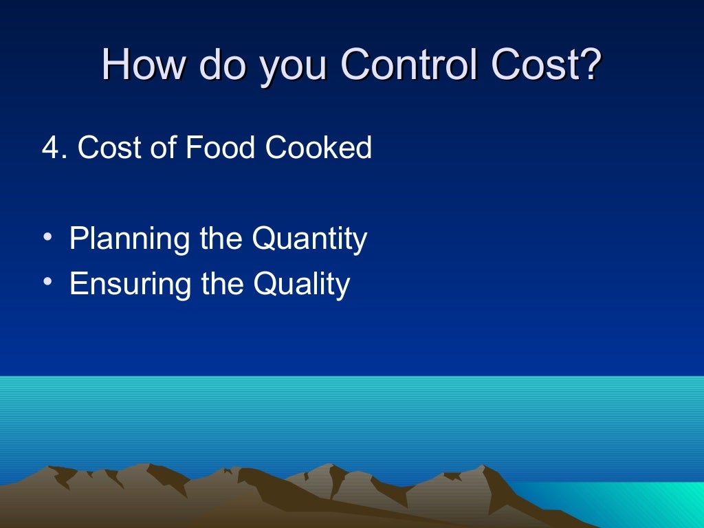 Food cost control