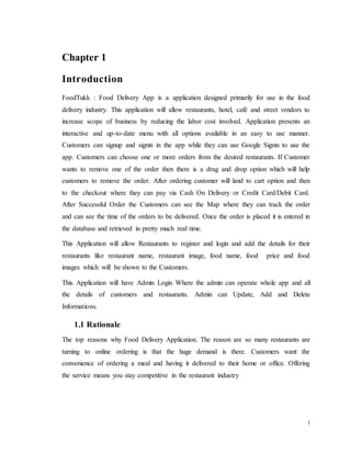 Food delivery application report