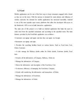 Food delivery application report