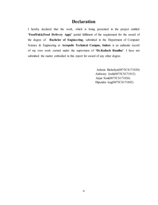 Food delivery application report