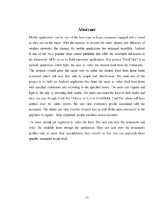 Food delivery application report