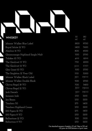 In-Room Dining Menu (Contactless)