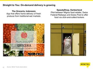 42
Straight to You: On-demand delivery is growing
The Groceria, Indonesia
App that offers home delivery of fresh
produce f...