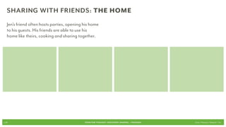 Sharing WIth friENDS: the home
   Jen’s friend often hosts parties, opening his home
   to his guests. His friends are able to use his
   home like theirs, cooking and sharing together.




p.36                                         FOOD FOR THOUGHT: Discovery, SHARING, + Passions   Cook // Peterson // Radecki // Yin
 