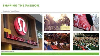 Sharing the Passion
     Lululemon Yoga Classes




Lululemon atheletica’s company blog


 p.40                                 FOOD FOR THOUGHT: Discovery, SHARING, + Passions   Cook // Peterson // Radecki // Yin
 