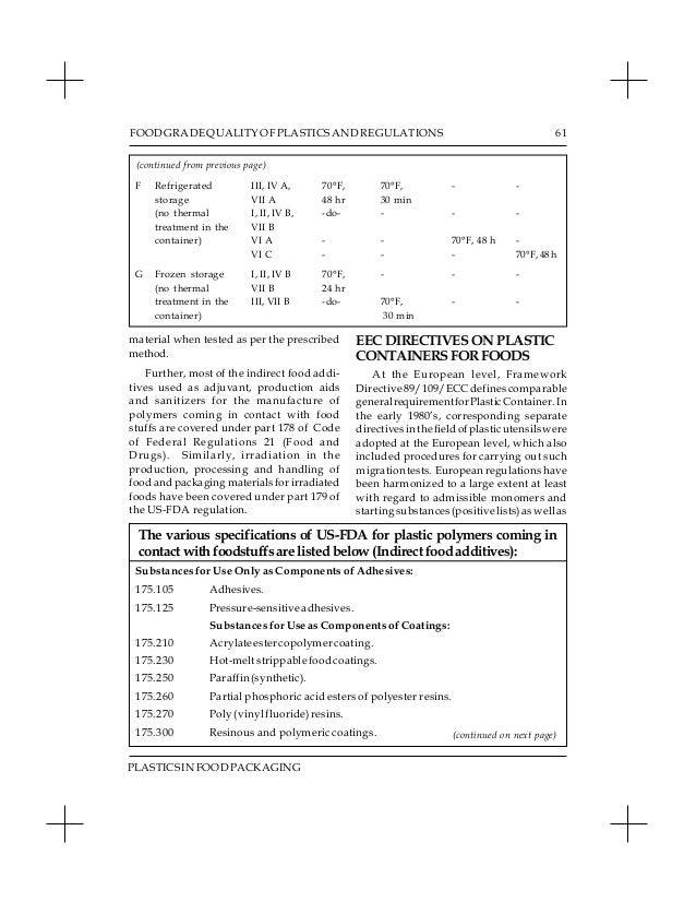 Food grade packaging regulations
