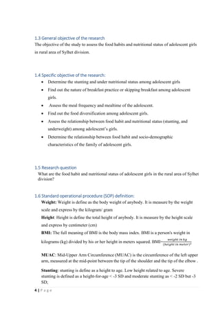 Food habits & nutritional status of adolescent girls in rural area of ...