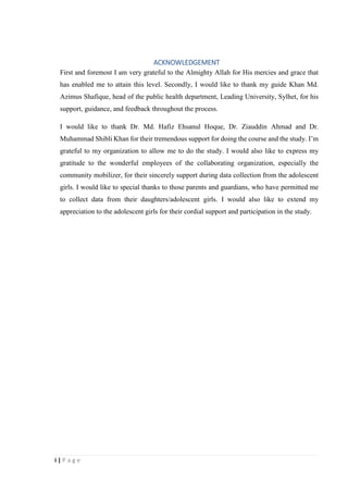 Food habits & nutritional status of adolescent girls in rural area of ...