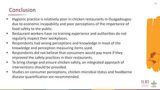 Knowledge, attitude and practice of food handlers towards chicken hygiene and food safety in chicken restaurants in Ouagadougou, Burkina Faso