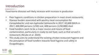 Knowledge, attitude and practice of food handlers towards chicken hygiene and food safety in chicken restaurants in Ouagadougou, Burkina Faso