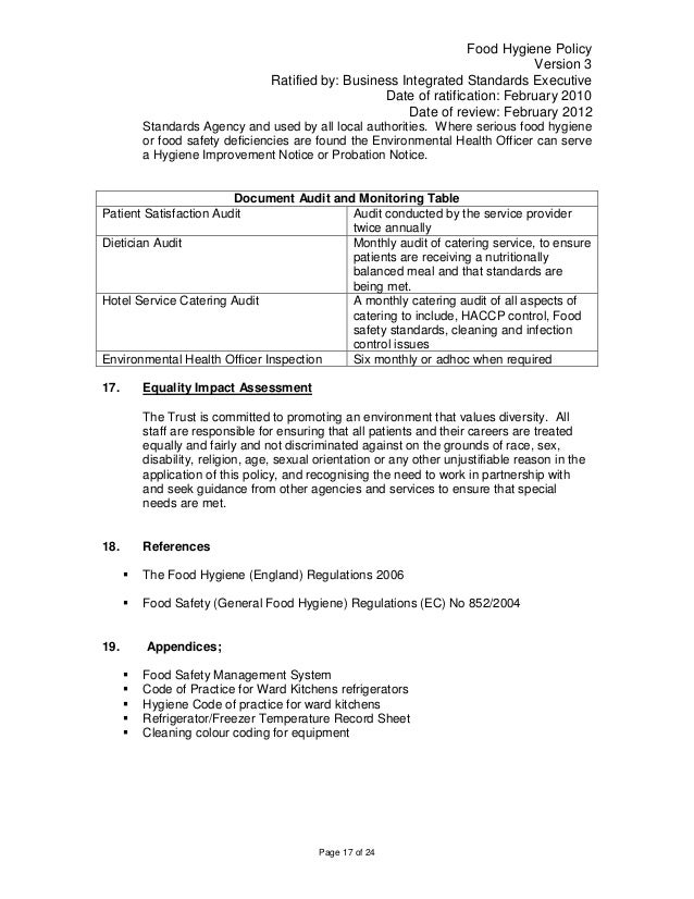food hygiene regulation 2006
