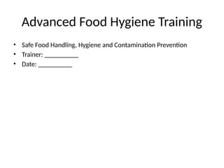 Comprehensive Advanced Food Hygiene Training for Safe Handling and ...