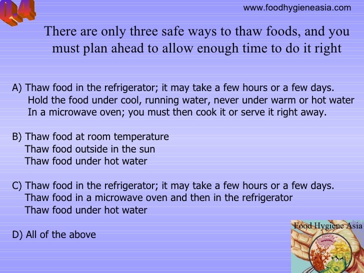 food hygiene answers