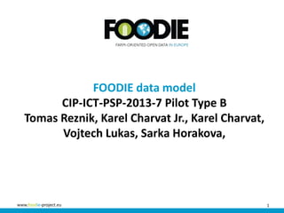 1www.foodie-project.eu
FOODIE data model
CIP-ICT-PSP-2013-7 Pilot Type B
Tomas Reznik, Karel Charvat Jr., Karel Charvat,
Vojtech Lukas, Sarka Horakova,
 
