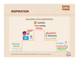 INSPIRATION
BUILDING COLLABORATION

MSD FOODIES | FOODING TOGETHER | NOVEMBER 27 2013 | SERVICE DESIGN MASTER	
  	
  

6	
  

 