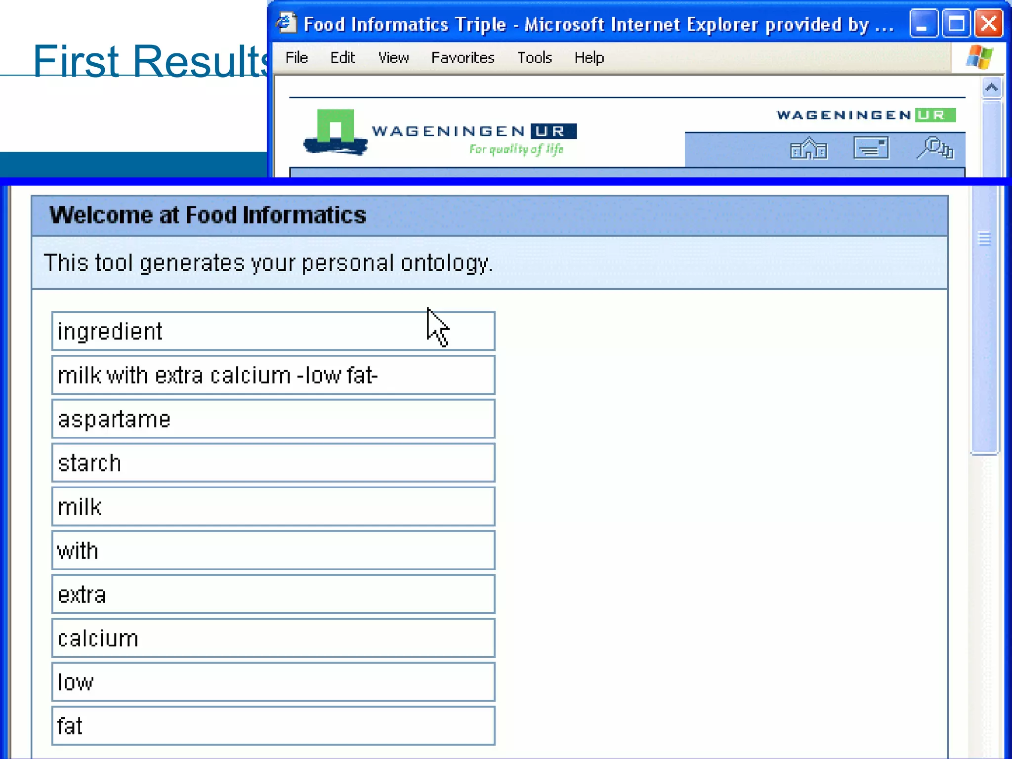 First Results 6th AOS Workshop - Use of Ontologies in Applications 