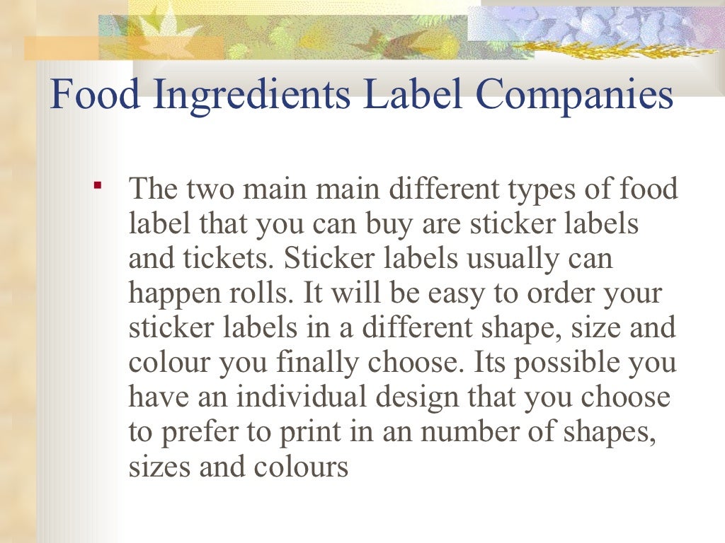 Food ingredients label companies