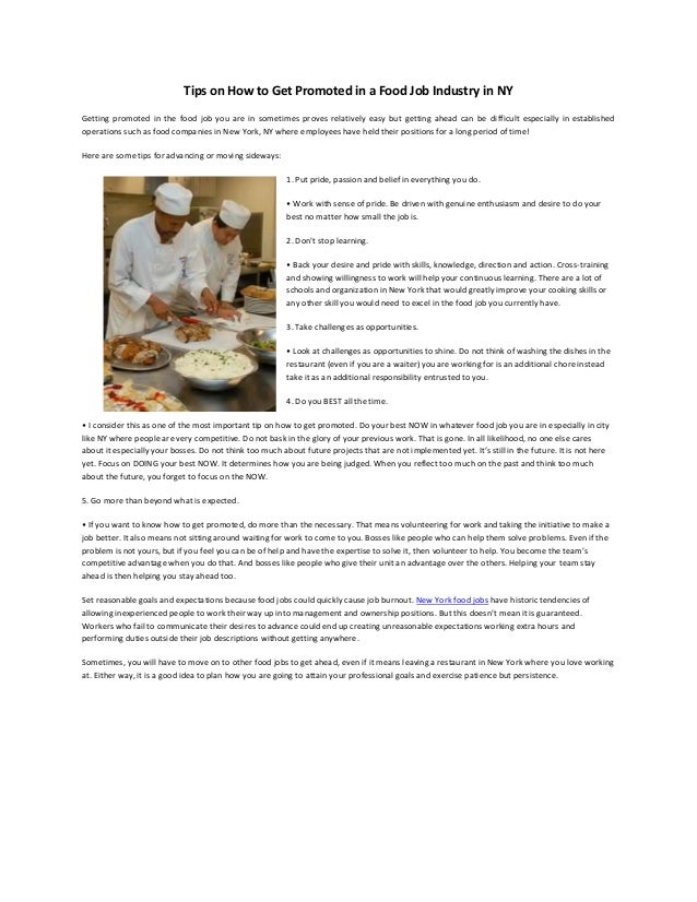 Food Jobs and Employment Opportunities and Tips