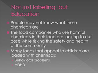 Food labeling and education for consumers