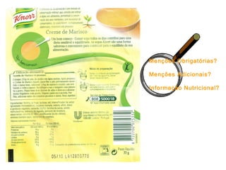 Menções Obrigatórias?
Menções Adicionais?
Informação Nutricional?
 
