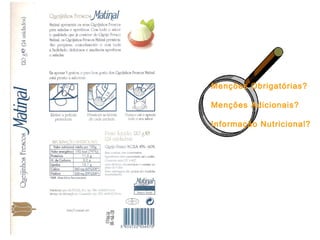 Menções Obrigatórias?
Menções Adicionais?
Informação Nutricional?
 