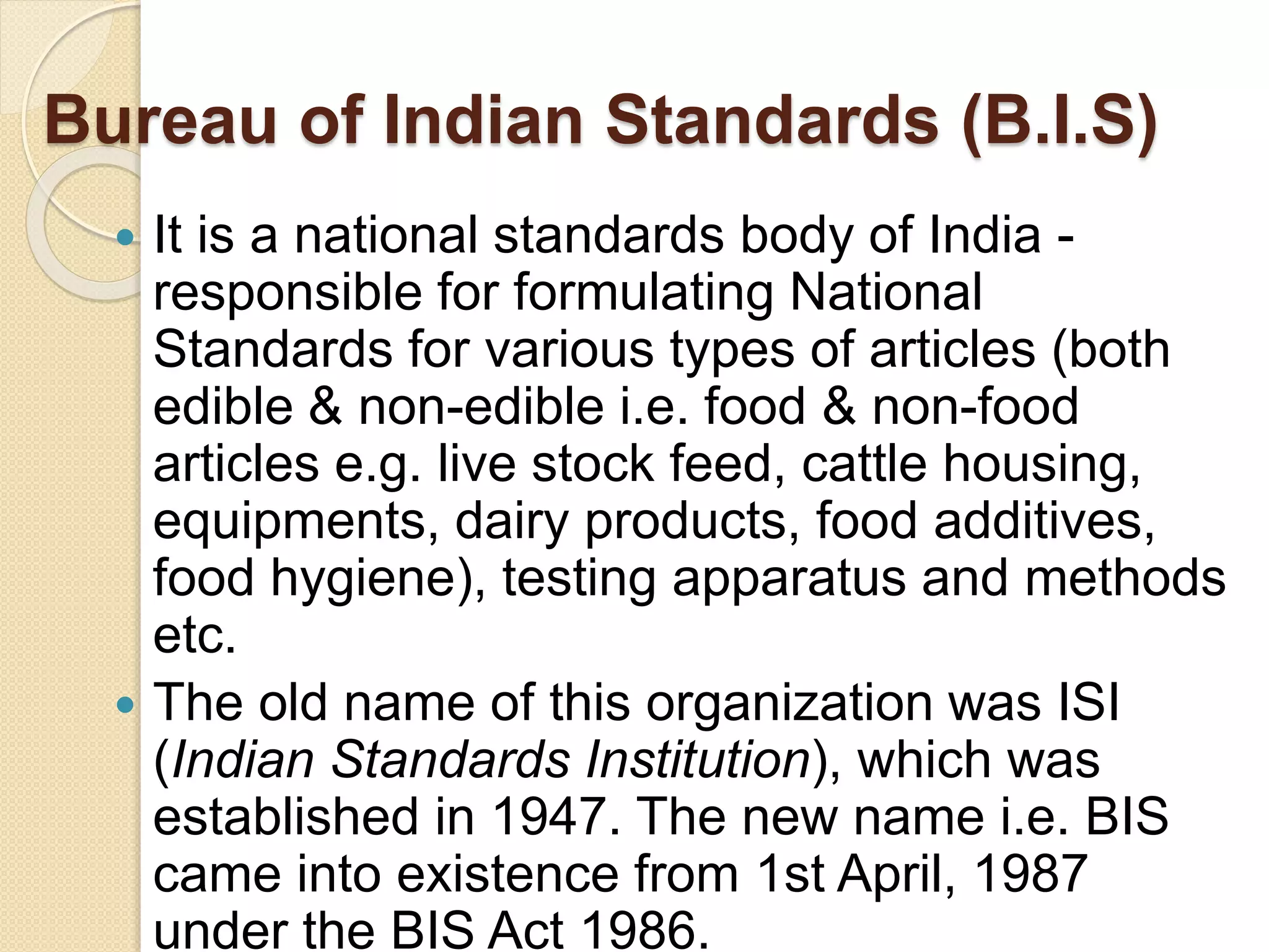 Indian Food laws and Standards PPT
