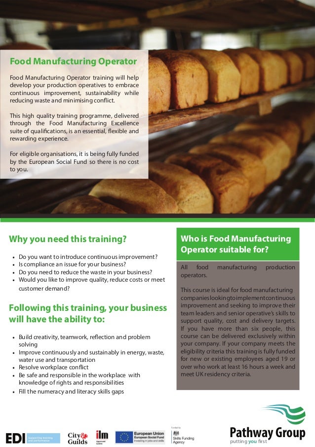 Food Manufacturing Operator Training Courses/Qualifications