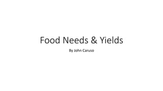 Food Needs & Yields
By John Caruso
 