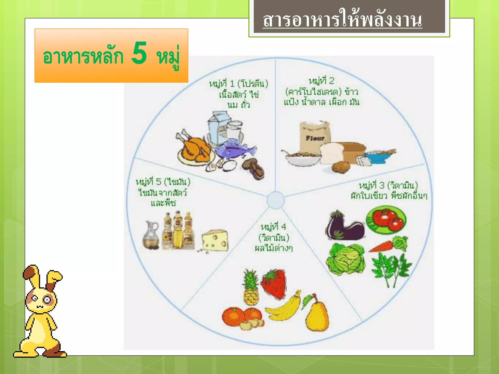 อาหารหลัก 5 หมู่
สารอาหารให้พลังงาน
 