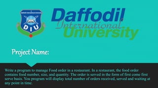 Food Order in a Restaurant - Data Structure Project | PPTX