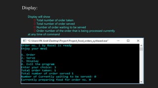 Food Order in a Restaurant - Data Structure Project | PPTX