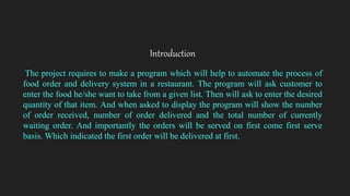 Food Order in a Restaurant - Data Structure Project | PPTX