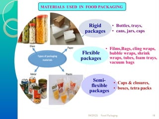 FOOD PACKAGING MATERIALS AND THEIR TYPES, ROLE AND FUNCTIONSND | PPT