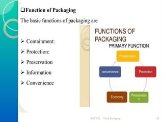 FOOD PACKAGING MATERIALS AND THEIR TYPES, ROLE AND FUNCTIONSND | PPT