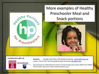 Healthy Portions for Preschoolers Food photos pdf | PPTX